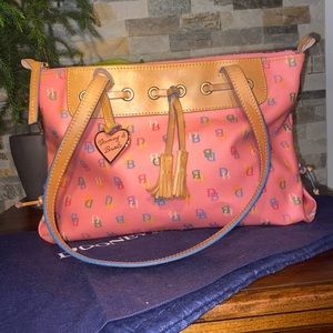 Dooney & Bourke Large Pink Tassel Zip Top Tote